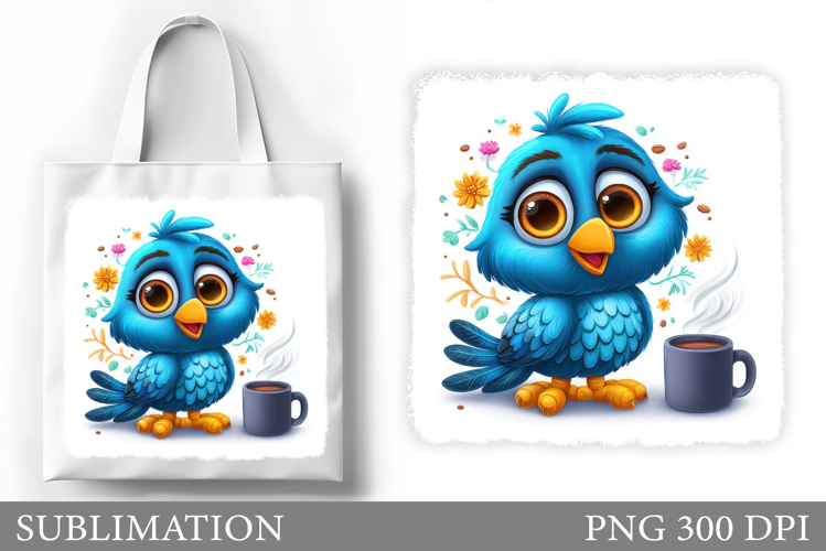 Cute Bird Tote Bag Design. Cute Bird Sublimation