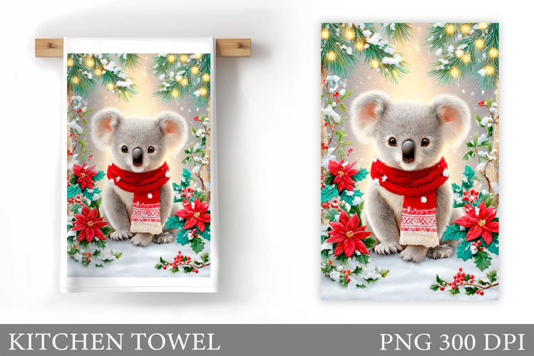 Christmas Koala Kitchen Towel. Christmas Kitchen Towel