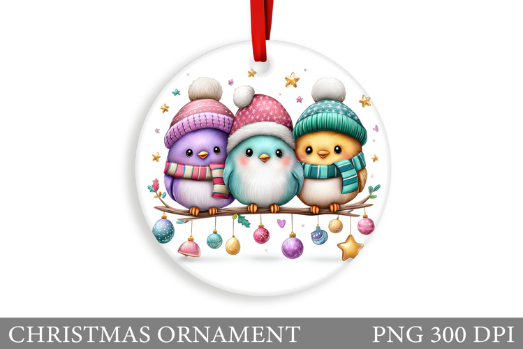 Cute Bird Christmas Ornament. Christmas Sublimation