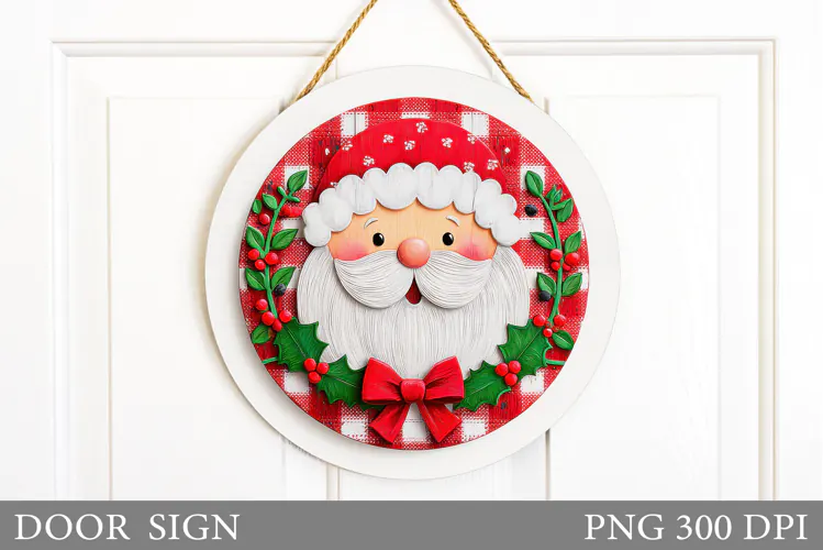 Santa Claus Door Sign Design. Christmas Snowman Door Sign