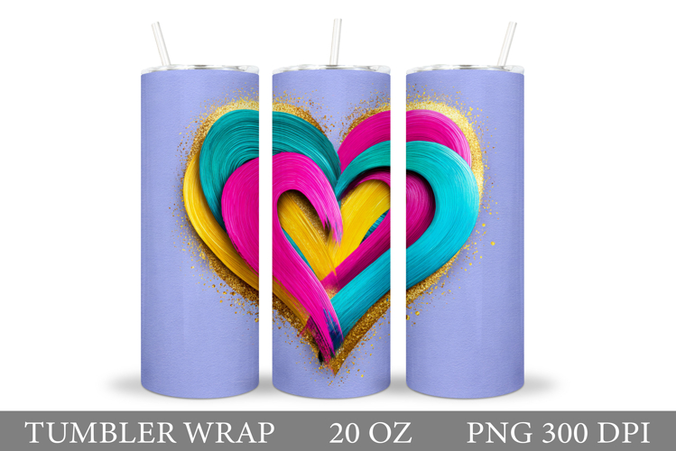 Heart Tumbler Sublimation. Valentines Tumbler Wrap Design