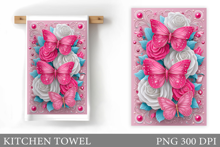 Butterfly Kitchen Towel Design. Butterfly Sublimation
