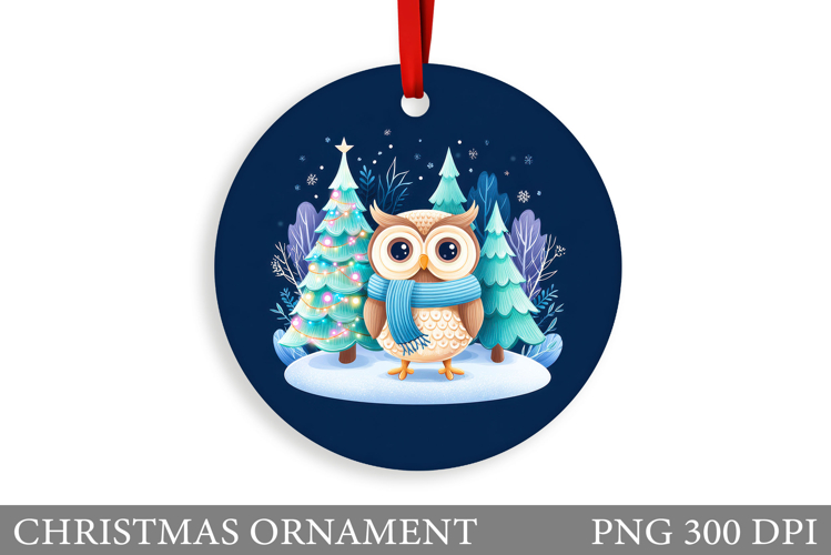 Christmas Owl Christmas Ornament. Christmas Owl Sublimation