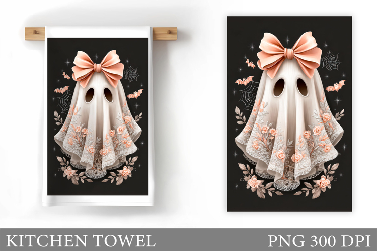 Cute Ghost Kitchen Towel. Halloween Kitchen Towel Design