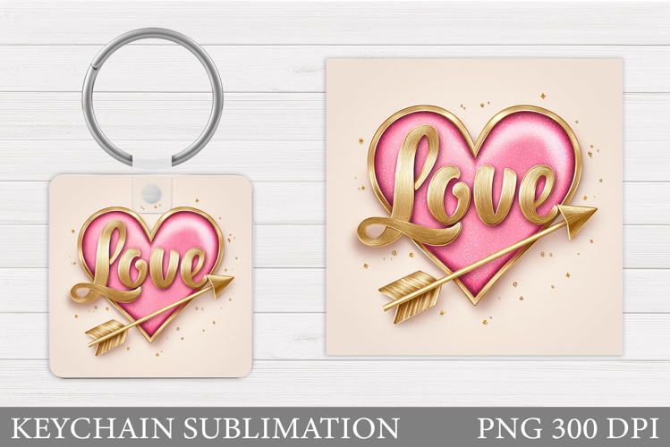 Love Keychain Design. Valentine Keychain Sublimation