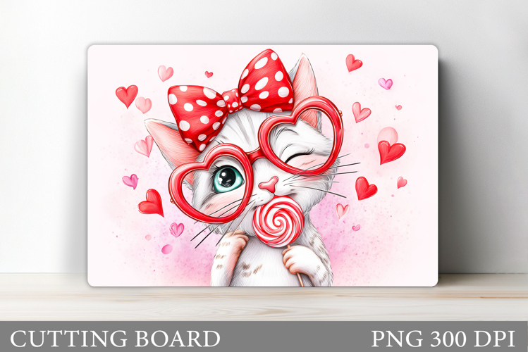 Valentines Cat Cutting Board. Valentines Cutting Board