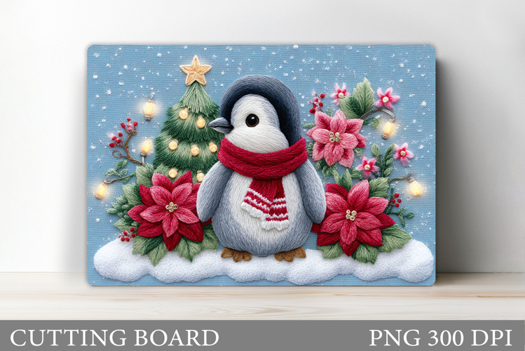 Cute Penguin Cutting Board. Christmas Cutting Board Design