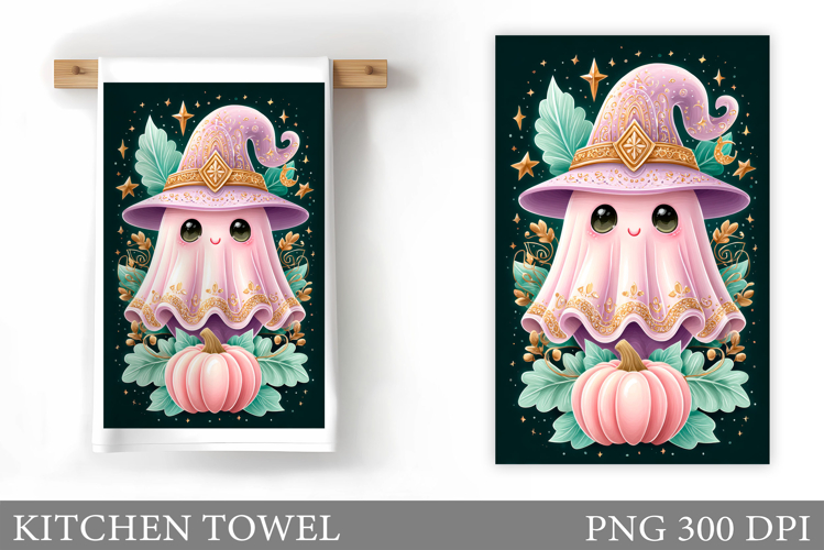 Cute Ghost Kitchen Towel. Halloween Kitchen Towel Design
