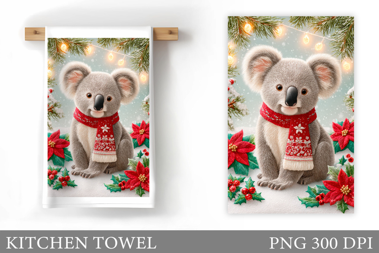 Christmas Koala Kitchen Towel. Christmas Kitchen Towel