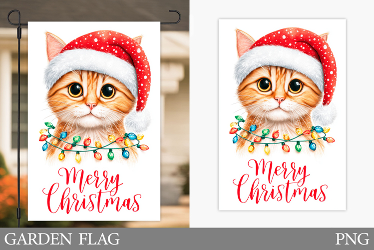 Chriatmas Cat Garden Flag. Christmas Garden Flag Design