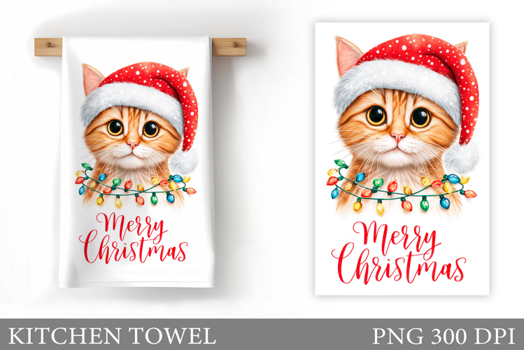 Christmas Cat Kitchen Towel. Christmas Kitchen Towel Design