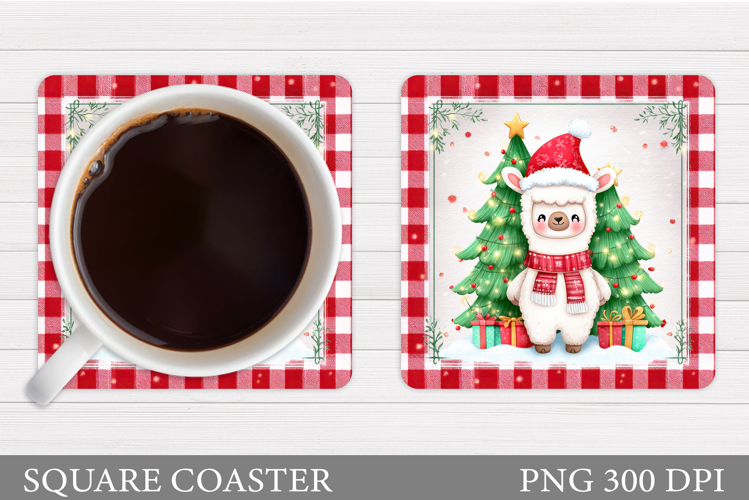 Christmas Lama Coaster Design. Christmas Coaster Sublimation