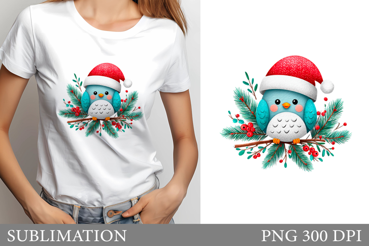 Christmas Bird T-Shirt Design. Christmas Bird Sublimation example image 1