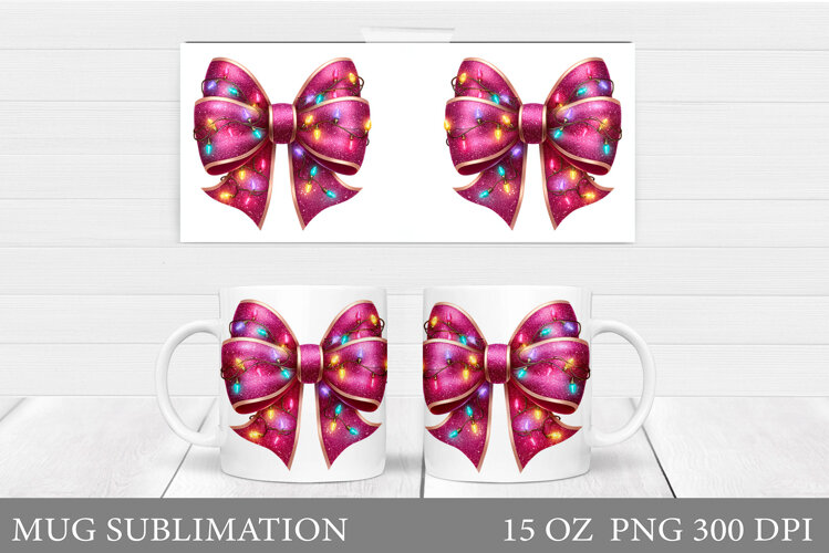 Christmas Bow Mug Wrap Design. Christmas Bow Sublimation example image 1