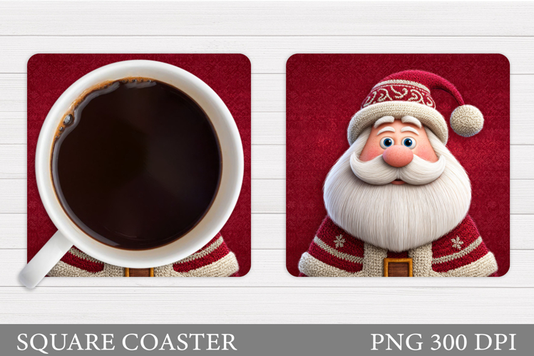 Cute Santa Coaster Sublimation. Santa Claus Coaster Design