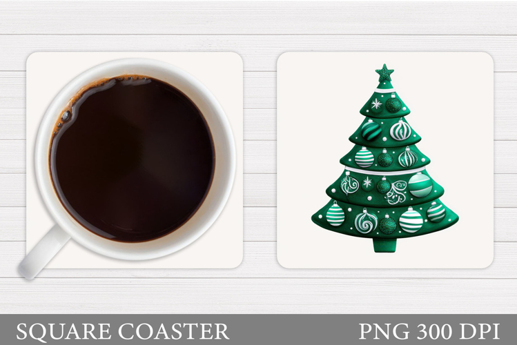 Christmas Tree Coaster Sublimation. Christmas Coaster Design