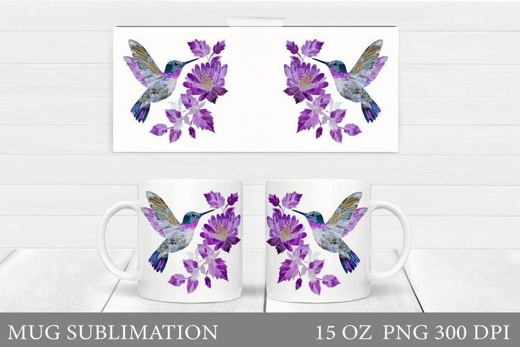 Hummingbird Mug Wrap Design. Hummingbird Sublimation