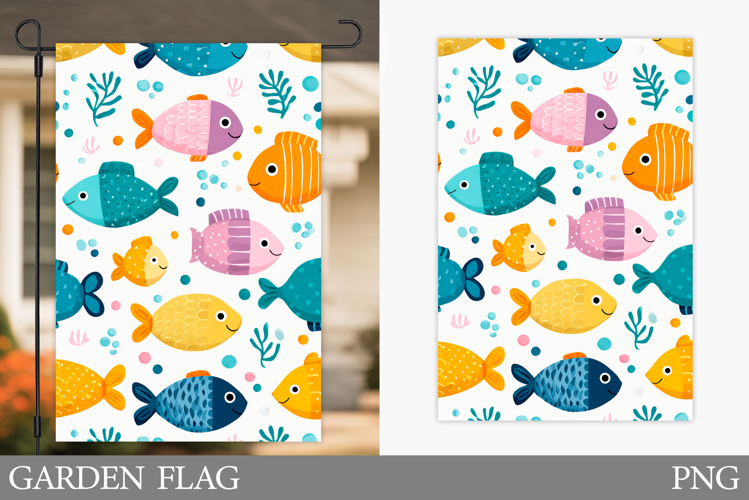 Cute Fish Garden Flag Design. Cute Fish Sublimation
