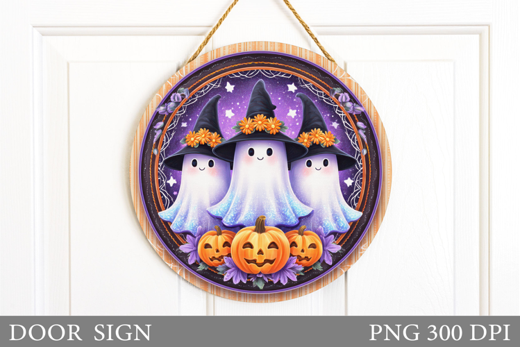Cute Ghost Door Sign Design. Halloween Door Sign Sublimation