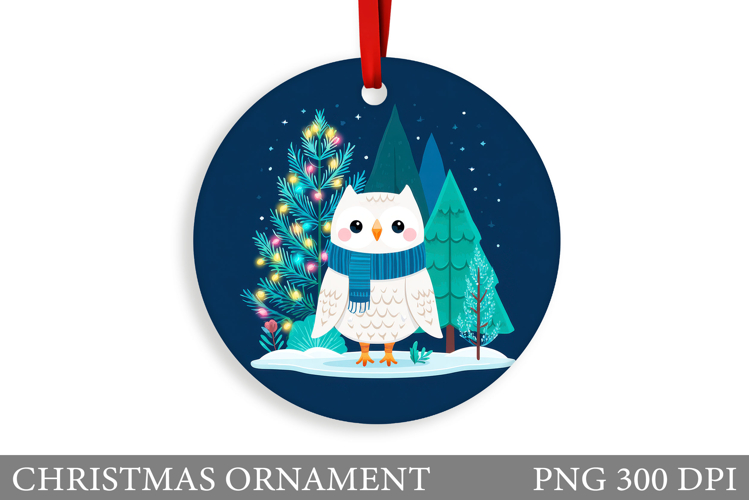 Christmas Owl Christmas Ornament. Christmas Owl Sublimation