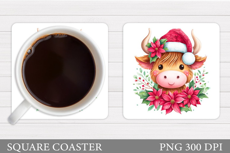 Christmas Cow Coaster. Christmas Cow Coaster Sublimation
