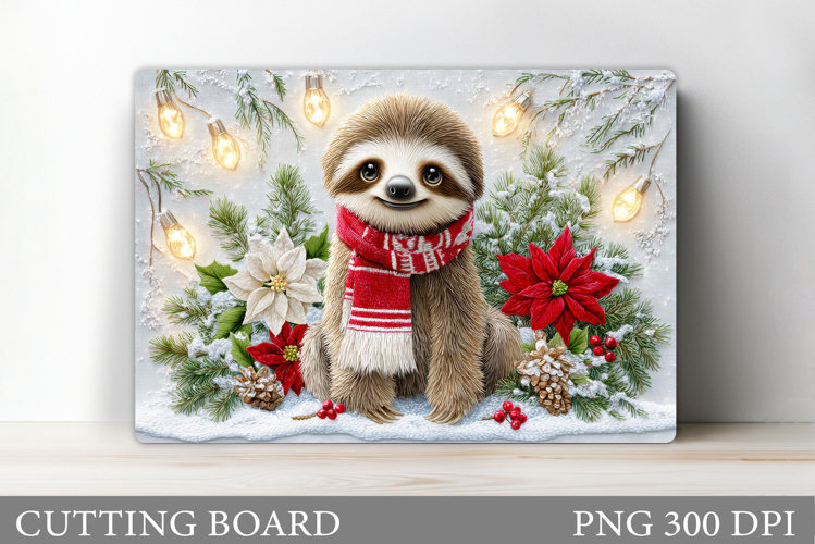 Christmas Sloth Cutting Board. Christmas Cutting Board