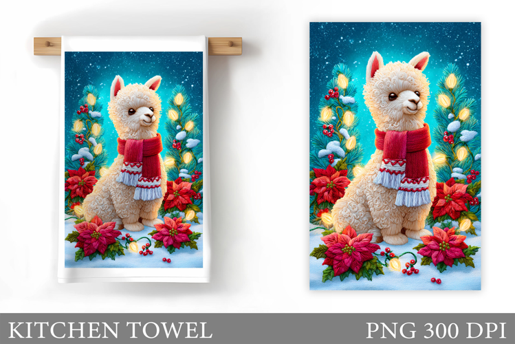 Christmas Lama Kitchen Towel. Christmas Kitchen Towel Design