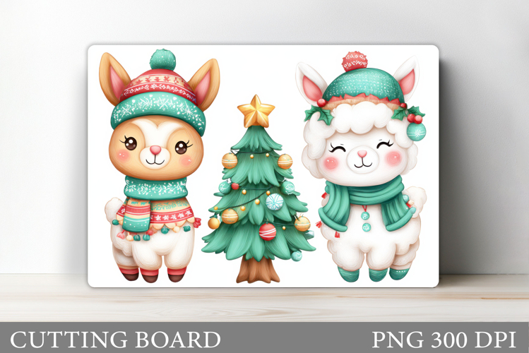 Christmas Lama Cutting Board. Christmas Cutting Board