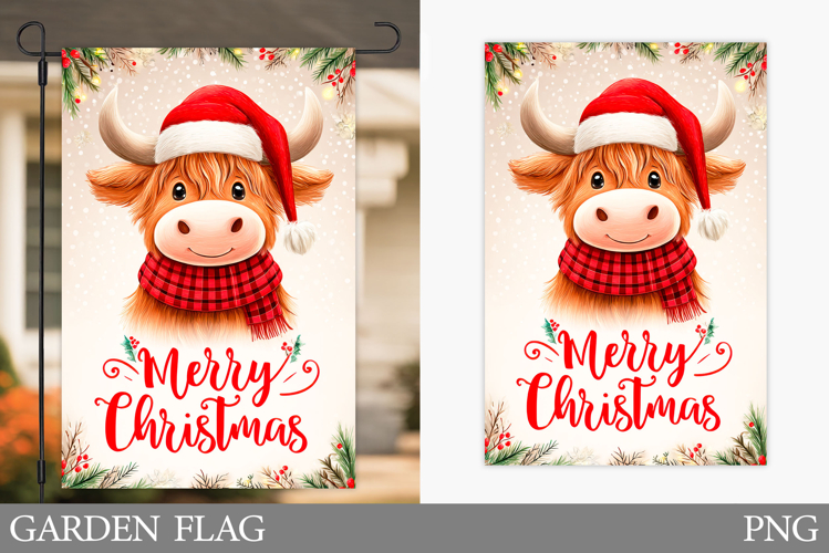 Christmas Cow Garden Flag. Christmas Garden Flag Sublimation