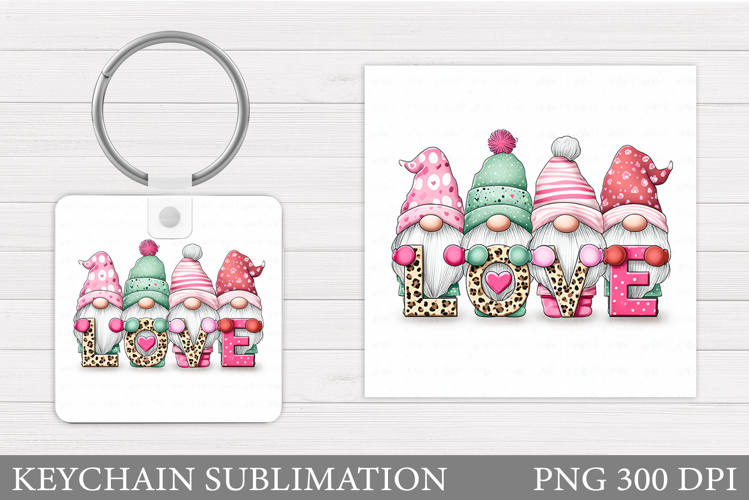 Valentines Gnome Keychain. Valentines Keychain Design