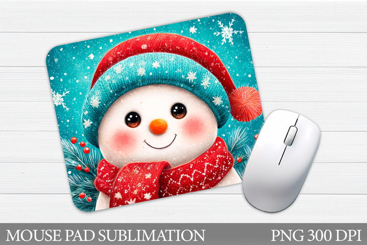 Snowman Mouse Pad Design. Christmas Mouse Pad Sublimation