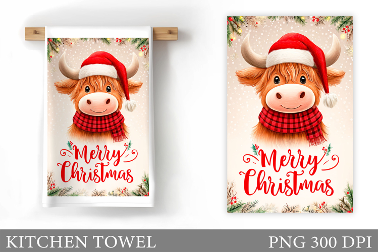 Christmas Cow Kitchen Towel. Christmas Kitchen Towel Design