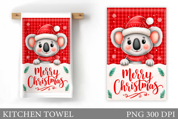 Cute Koala Kitchen Towel. Christmas Kitchen Towel Design