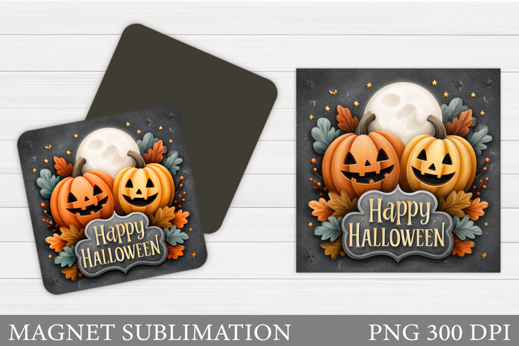 Scary Pumpkin Magnet Design. Halloween Magnet Sublimation
