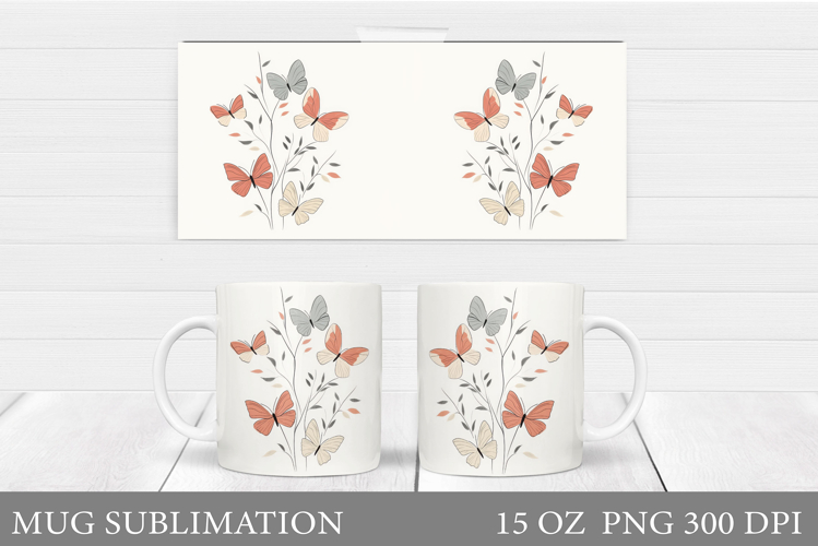 Butterflies Mug Sublimation. Butterfly Mug Design