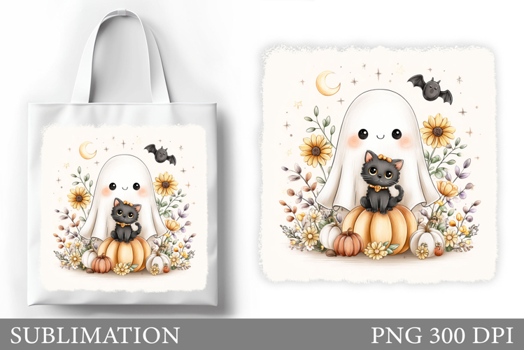 Ghost Tote Bag Sublimation. Halloween Tote Bag Design