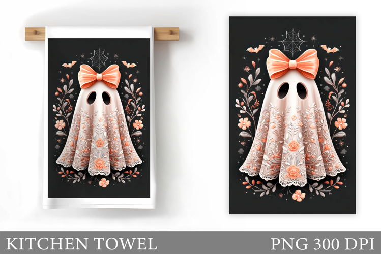 Cute Ghost Kitchen Towel. Cute Halloween Kitchen Towel