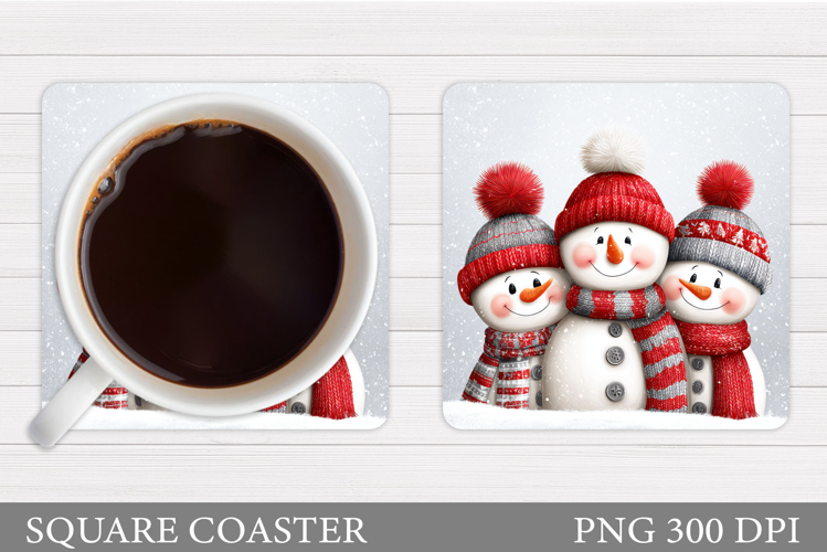 Snowman Coaster Sublimation. Christmas Coaster Design