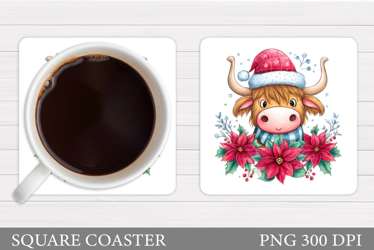 Christmas Cow Coaster. Christmas Cow Coaster Sublimation