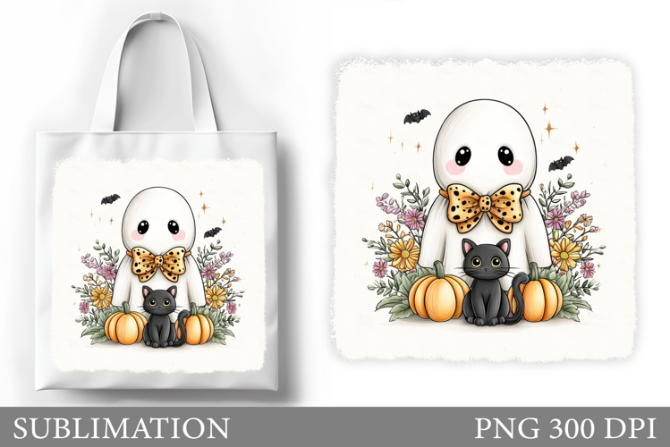 Ghost Tote Bag Sublimation. Halloween Tote Bag Design