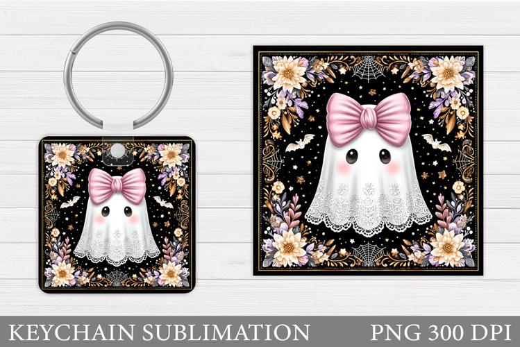 Halloween Ghost Keychain. Halloween Keychain Sublimation