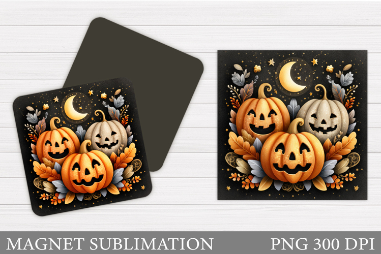Scary Pumpkin Magnet Design. Halloween Magnet Sublimation