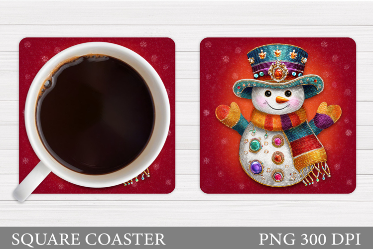 Sparkling Snowman Coaster. Christmas Coaster Sublimation