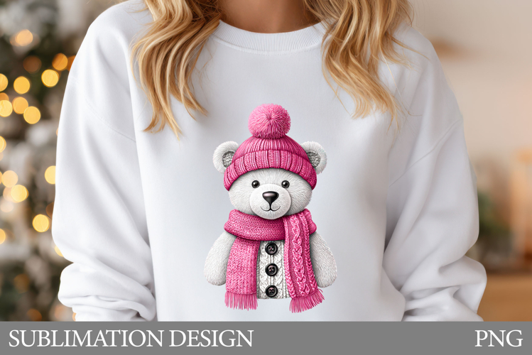 Christmas Bear T-Shirt Design. Cute Bear Sublimation
