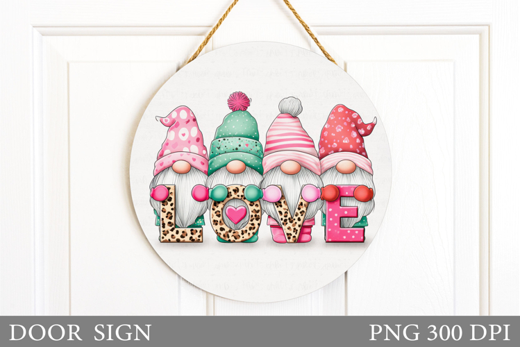 Valentines Gnome Door Sign. Valentines Door Sign Sublimation
