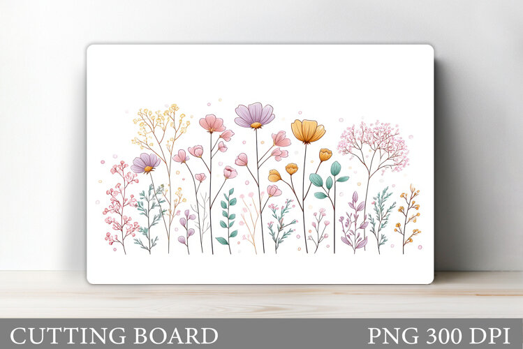 Wildflowers Cutting Board. Flowers Cutting Board Sublimation example image 1