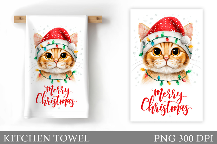Christmas Cat Kitchen Towel. Christmas Kitchen Towel Design