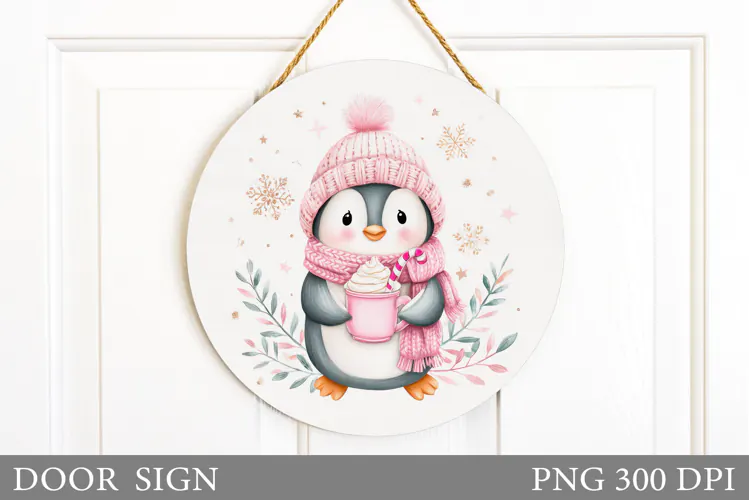 Christmas Penguin Door Sign. Christmas Door Sign Design