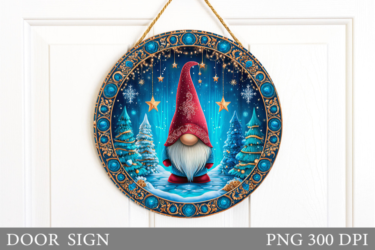 Christmas Gnome Door Sign. Christmas Door Sign Sublimation