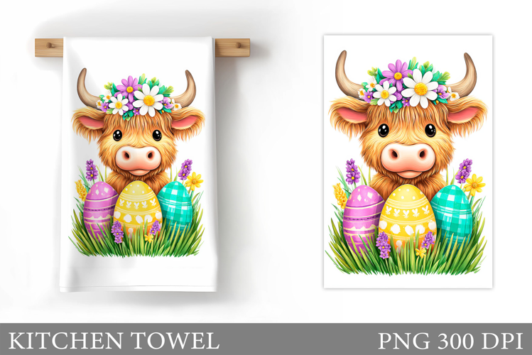 Easter Cow Kitchen Towel. Easter Kitchen Towel Sublimation